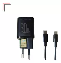 Cabo E Tomada Carregador Super Turbo Tipo C 30w Para iPhone Cor Preto