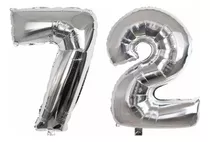 Kit 2 Balões Numero Prateado Metalizado Bexiga Balão Prata