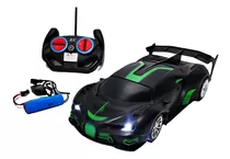 Carrinho De Controle Recarregável Com Luz Super Esportivo Cor Preto Personagem Corrida