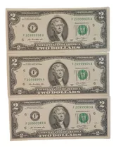 Billetes Mundiales Usa 3 Billetes Dos Dolares 2013 2 Dolares