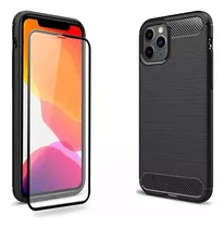 Funda Tpu Carbono + Templado Compatible Con iPhone 11 Pro