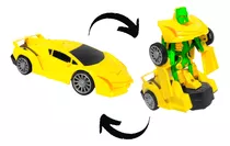 Carrinho Transformers Lamborghini Carro Vira Robô Amarelo