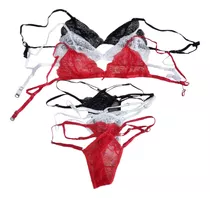 Pack X3 Conjunto Bralette De Encaje Less Regulable New 55012