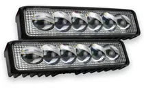 Par Faros Barra 6 Led Con Lupa 18w Blanco Y Ambar