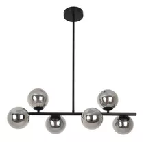 Lustre Pendente 6 Globos Esfera Vidro Molecular Jabuticaba Cor Preto 110v/220v