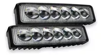 Par Faros Barra 6 Led Con Lupa 18w Blanco Y Ambar