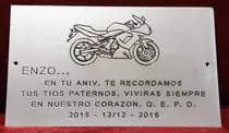 Placa Recordatoria Cementerio 25x15 Acero Inox Motocicleta