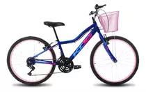 Bicicleta Infantil Menina Aro 24 Kog Alumínio 18v C Cestinha