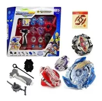 Kit 4 Beyblade Com Arena E 2 Lançadores Grip Promoção Natal 