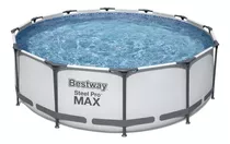 Piscina Estructural Redondo Bestway 56420 Con Capacidad De 10250 Litros De 366cm De Largo X 366cm De Ancho De 3.66m De Diámetro  Gris Diseño Piedra Prismática