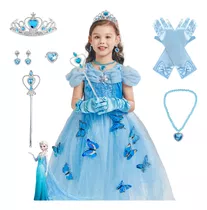 Vestidos De Princesas Para Niñas, Disfraz De Princesa Elsa Cosplay, Vestido De Frozen Para Fiesta Con 6 Accesorios