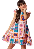 Vestido Infantil Menina Festa Mini Diva Colorido Babado Moda