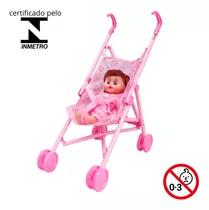 Carrinho Dobrável Com Boneca Bebê Infantil Menina Plástico