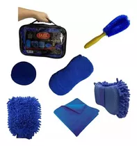 Kit Limpieza Auto Microfibras Bolso Camioneta 6 Pcs Color Azul