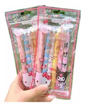 Set 6 Lápices Gel Sanrio Hello Kitty Melody Kuromi Kawaii