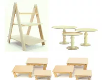 Kit Festa Provençal Torneado Mdf Cru 10 Peças Decoração Mesa