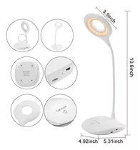 Lampara Led Escritorio Recargable Cuello Flexible Tactil 4w Color De La Estructura Blanco