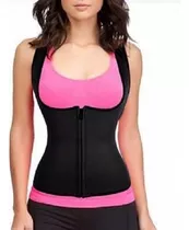 Faja Reductora Tipo Chaleco Para Dama Color Negro Y Fucsia