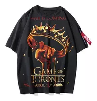 Camiseta Game Of Thrones Preta Manga Curta Tamanho Grande