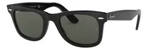 Anteojos De Sol Polarizados Ray-ban Wayfarer Original Classic Extra Extra Large Con Marco De Acetato Color Polished Black, Lente Green De Cristal Clásica, Varilla Polished Black De Acetato - Rb2140