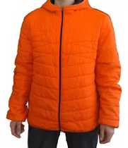 Chaqueta Naranja Fluorescente Usada  Tipo Parka Ligera Con Capucha Angelo Lirico