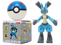 Poke Lucario Articulado 13cm + Pokebola De 7cm + Caixa B50l+