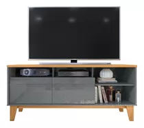 Suporte Tv Grande 69x136 Até 55 Polegadas Decoração Sala Cor Cinza Perolizado/tauari