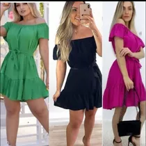 Vestido Blogueira Moda Ombro A Ombro Com Faixa E Babado