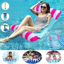 Kit Set Albercas Inflables Hamaca De Agua Flotante Plegable Color Rosa