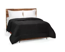 Acolchado Distrito Blanco Liso Reversible 2 1/2 Plazas Diseño Liso Color Negro De 220cm X 240cm