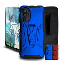 Funda Protector P/ Moto G52, Uso Rudo Clip C/ Mica Cristal