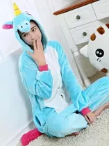 Pijama Kigurumi Unicornio Kawaii Rosa Y Celeste
