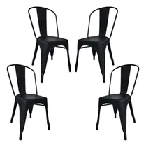 Silla De Comedor Desillas Tolix, Estructura Color Negro Mate, 4 Unidades