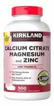 Calcium Citrate Magnesio Y Zinc, 500 Tabletas Made In Eeuu