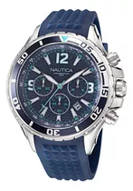 Reloj Nautica Hombre Depotivo Silicona Azul Napwps302 Color Del Bisel Plateado