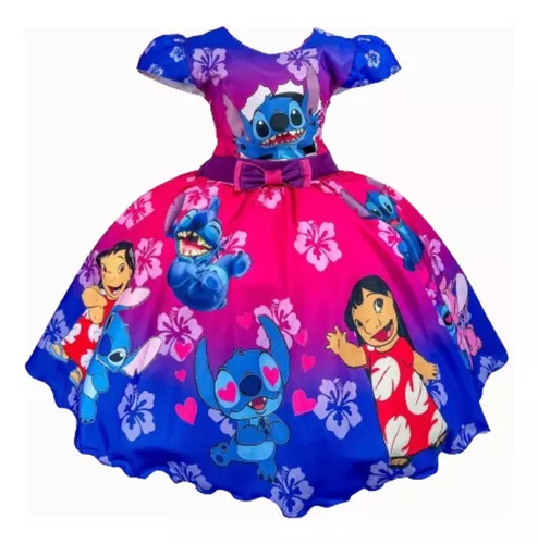 Vestido Infantil Tematico Lilo E Stitch Festa Luxo 1 A 12