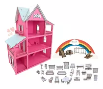 Brinquedo Casa Boneca Com 30 Mini Moveis+parquinho Promoção