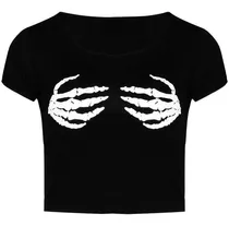 Crop Top Manos Esqueleto Goth Dark Kawaii Halloween