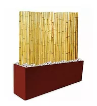 Kit Panel Cañas Bambú 2m Jardinera Color 60cm + Piedras