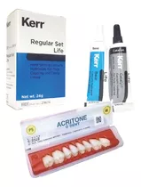 Kit Protesis Dental Dientes Acrilico Provisorio Con Cemento 