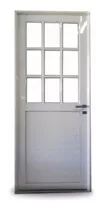 Puerta Aluminio Blanco 1/2 Vidrio Repartido 80x200 Cerradura