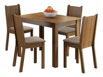 Juego Comedor Mesa Madesa Rute Con 4 Sillas M/b Color Marrón/beige Sintético