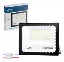 Luminario Refletor Super Led 200w Holofote Bivolt Prova D'água Branco Frio Mini Lumi Premium