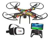 Drone Cuadricoptero Dual Camara Hd Wifi Libercam Dron-vr Transmite Al Telefono Luz Led + Lentes