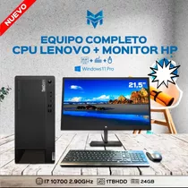 Equipo Completo Cpu Lenovo + Monitor Hp