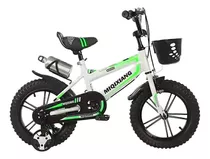 Bicicleta Infantil Rodado 16 C/canasto Rueditas Portabotella Color Verde