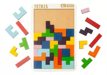  Brinquedo Educativo Jogo Tetris Madeira Combinação De Peças