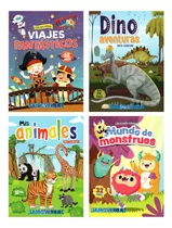 Set De 4 Libros Colorear Piratas Dinos Monstruos Para Niños