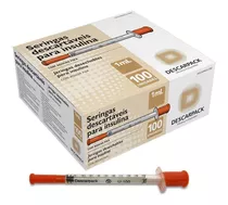 Seringa Insulina 1ml Agulha 8,0x0,30 Caixa C/100 Descarpack