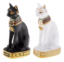 2pcs Resina Egípcia Gato Deusa Bast Bastet Estátua Escultura